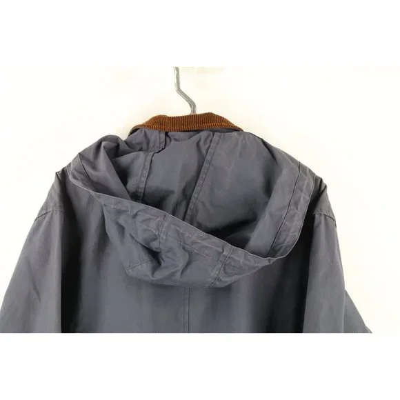 Vintage 90s Ralph Lauren Mens Medium Faded Waxed Cotton Lined Parka Jacket Blue